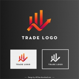 trade logo template twisted arrow line chart sketch