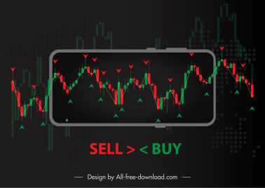 trading signals template dynamic dark blurred candlestick chart sketch