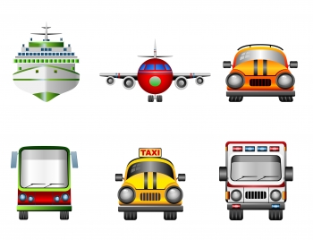 transportation icons sets in flat style