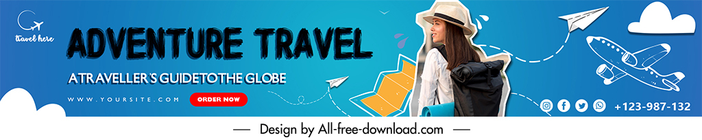 travel adventure channel banner template modern realistic design