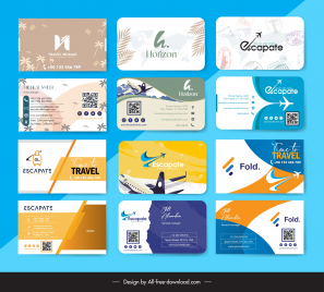 travel agency business card templates collection elegant tourism symbols
