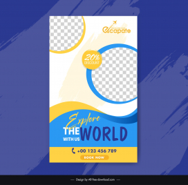 travel roll up banner template checkered circles curves