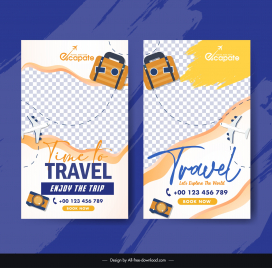 travel roll up banner templates checkered curves airplane decor