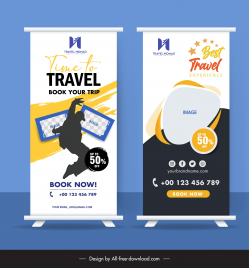 travel rollup banner template dynamic silhouette contrast design