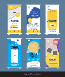 travel rollup banner templates collection elegant vertical design