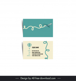 travel sale business card template airplane curves line decor