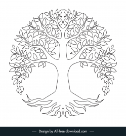 tree of life icon flat symmetric handdrawn outline