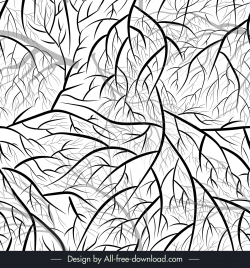 tree roots seamless pattern template flat black white handdrawn sketch