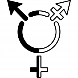 trensgender alt sign icon flat contrast black white arrow circle plus sign outline