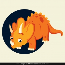 triceraptor dinaosaur icon cute cartoon character orange design