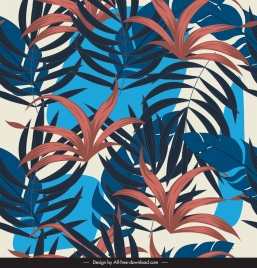 tropical leaves background colored classical handdrawn