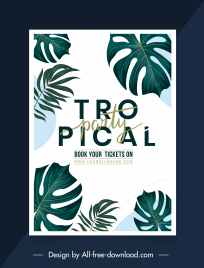tropical party poster elegant classical leaf decor