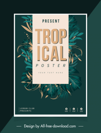 tropical poster template elegant dark classical leaves decor