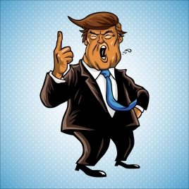 trump president portrait design colored satirical style