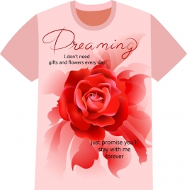 tshirt design red rose calligraphy decoration