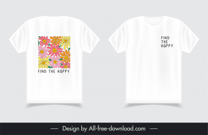 tshirt design template flat blooming flowers
