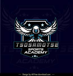 tsosamotse sports academy logo template contrast dark symmetric eagle texts stars decor