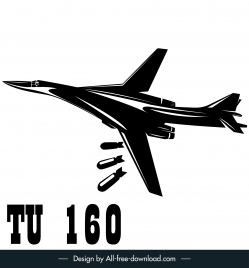 tu 160 bomber aircraft icon dynamic silhouette outline