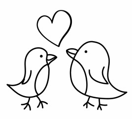 Two birds sketch with a love heart