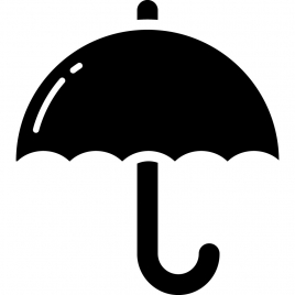 umbrella sign icon flat silhouette outline