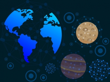 universe background planets icons dots connection design