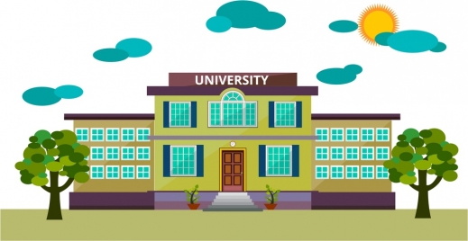 university front design sketch modern colored style