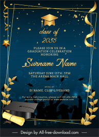 university graduation party invitation banner template dynamic silhouette