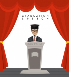 university speech background graduated student icon colored cartoon