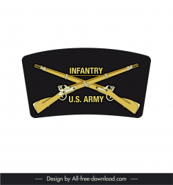 us army infantry branch insignia logo template long guns texts decor