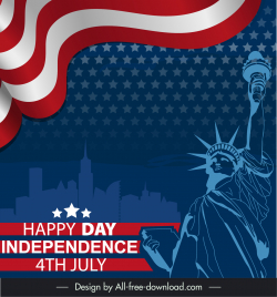 us independence day holiday banner silhouette statue dynamic flat decor