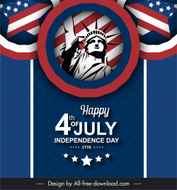 us independence day holiday banner template liberty statue flag circle isolation