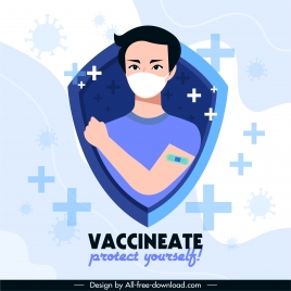 vaccination banner human protection shield sketch