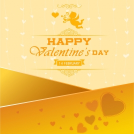 valentine banner yellow decor heart angel icons