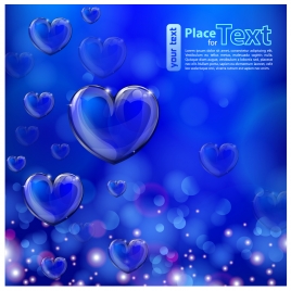 valentine card illustration with shiny hearts on blue