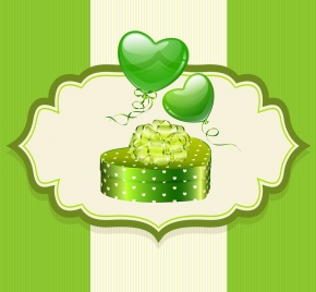 valentine card template green design heart box icons