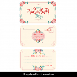 valentine cards collection elegant botanical decor symmetric design