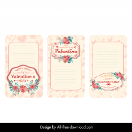 valentine cards collection elegant floral tags decor