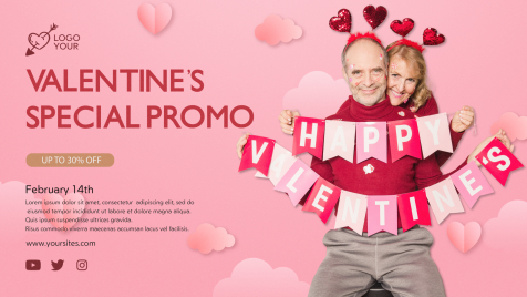 valentine day sale banner template modern realistic dynamic design