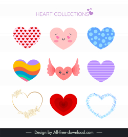 valentines design elements cute colorful heart collections