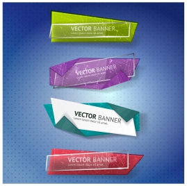vector illustration of colorful origami banners collection