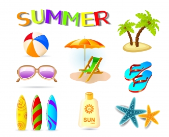 vector illustration of summer holiday icons