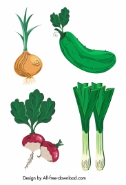 vegetable icons onion squash beet leek sketch