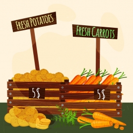 vegetables advertising potato carrot icons display