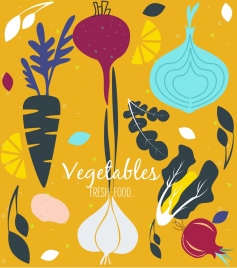 vegetables background colored classical flat sketch