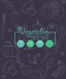 vegetables background dark handdrawn sketch