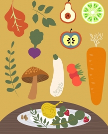 vegetables food design elements colored classical decor