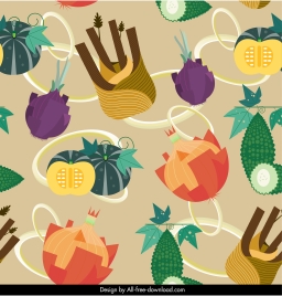 vegetables food pattern colorful classic decor