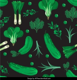 vegetables pattern dark green decor classic design