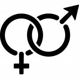 venus mars sign icon flat silhouette circle arrow plus outline