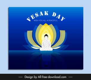 vesak day banner template buddha with lotus sketch